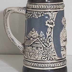 Vintage Mini Gerzit Beer Stein With German Couple and Mountain Village Scene